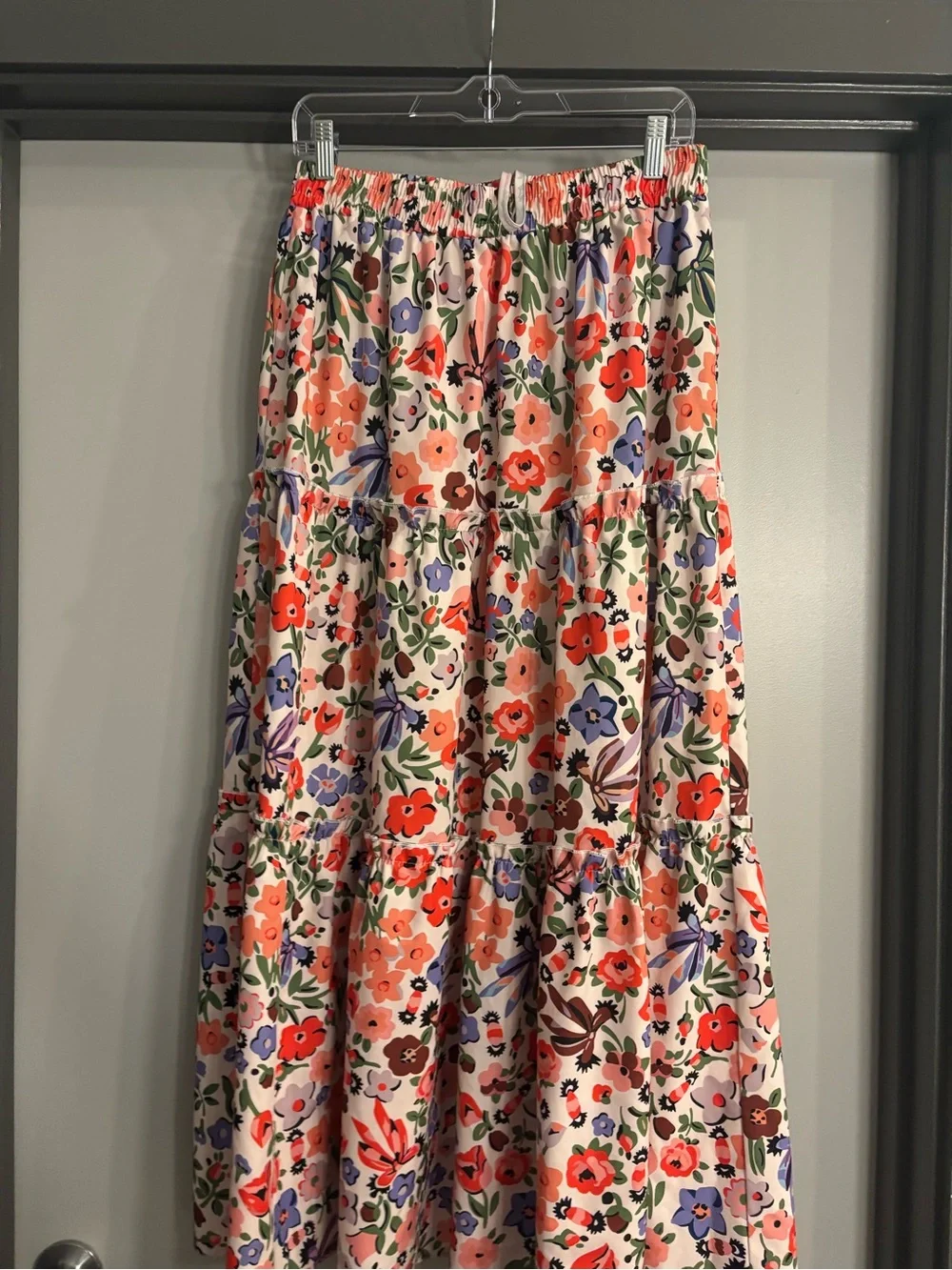 Floral Tiered Maxi Skirt - Peach Multi